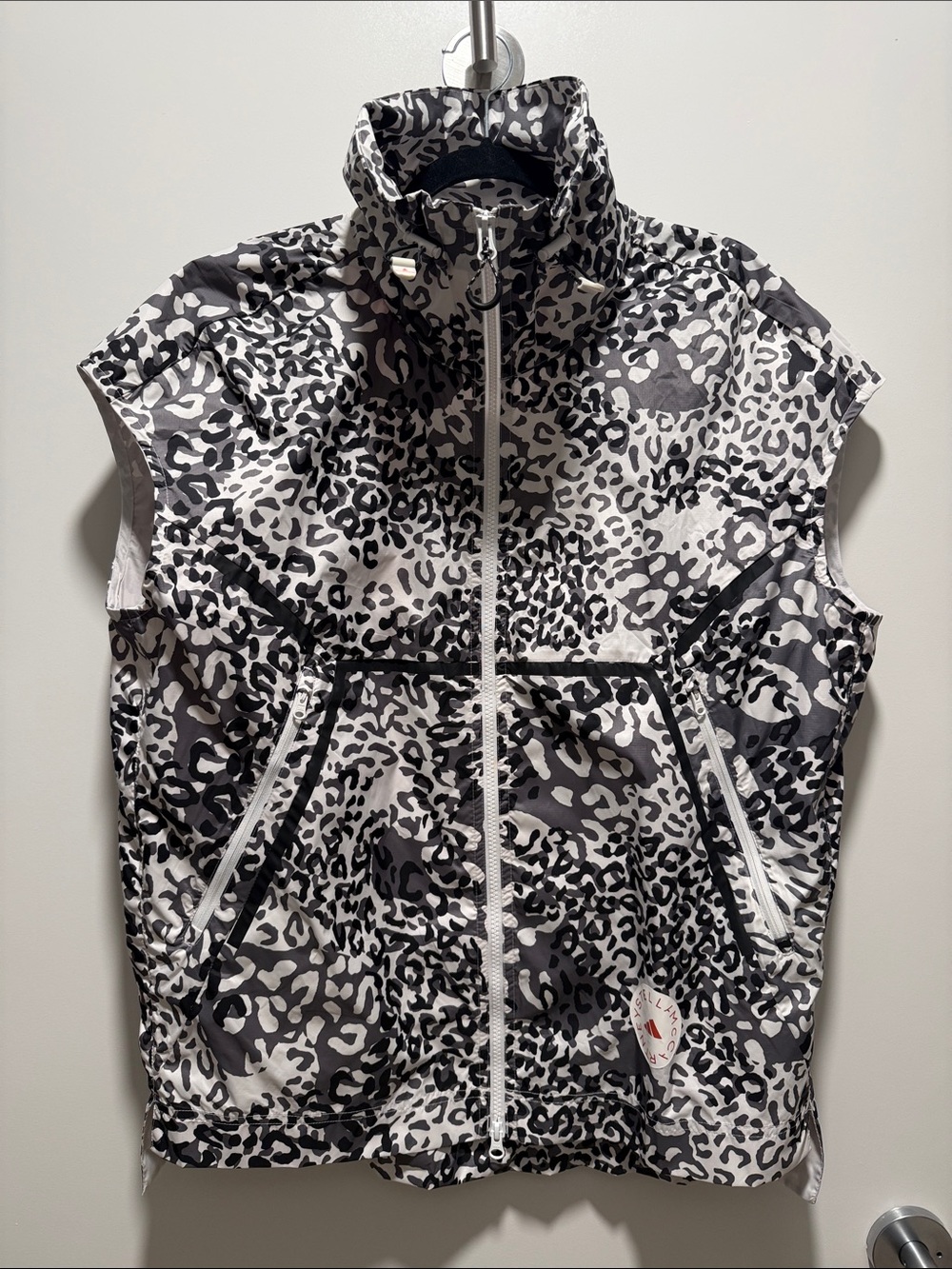 Adidas by Stella McCartney Black & White Leopard Print Sleeveless Vest